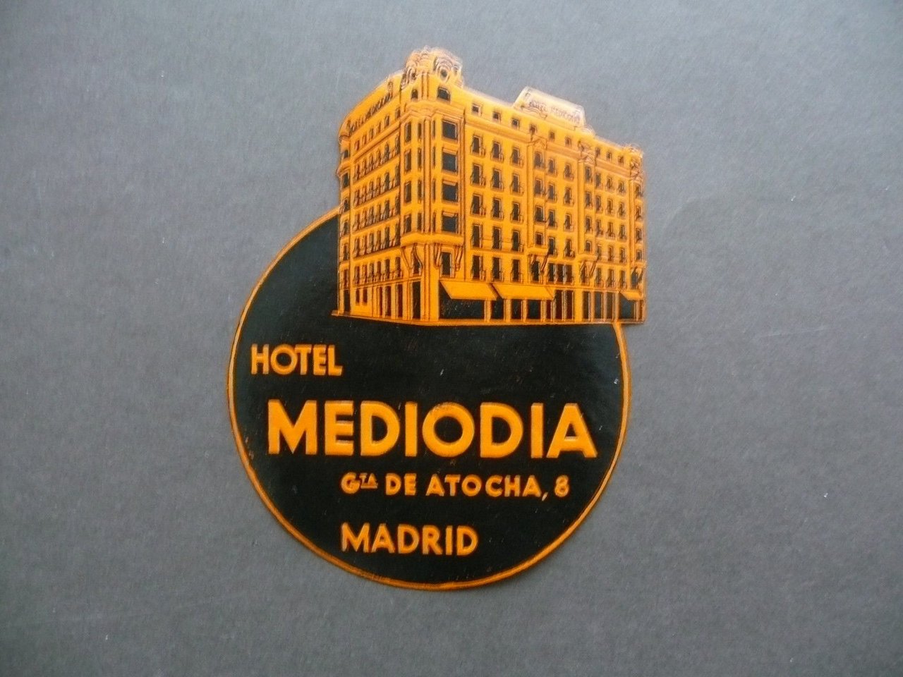 Etichetta Valigia Travel Label Suitcase Hotel Mediodia Madrid Anni Quaranta