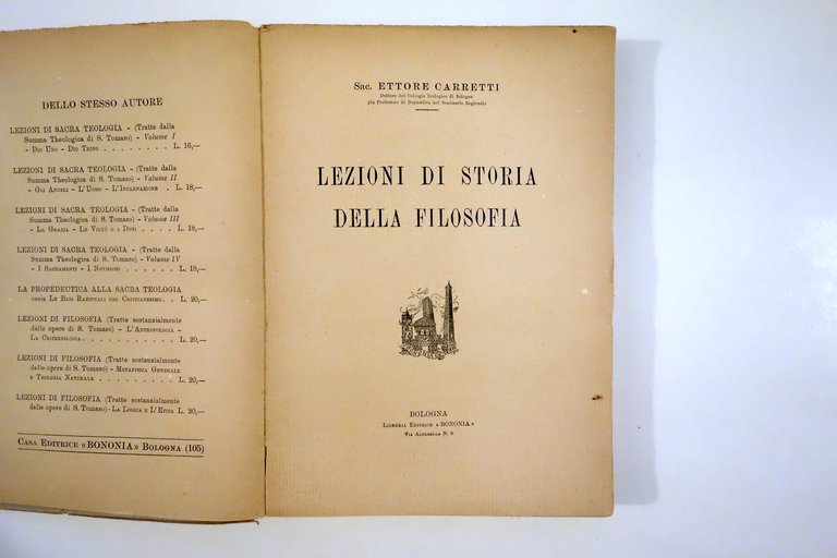 Ettore Carretti Lezioni di Storia della Filosofia Bononia Bologna 1933
