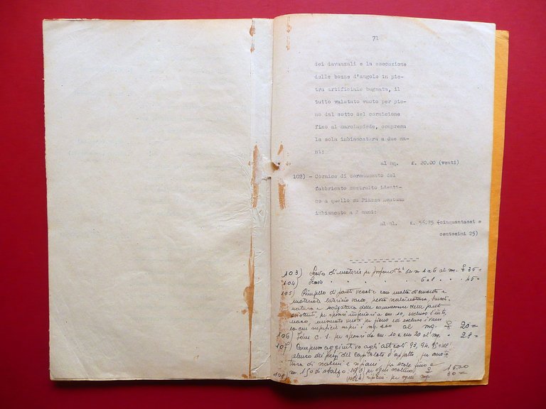 Ex Camera di Commercio Firenze Riduzione Restauro Capitolato d'Appalto 1935