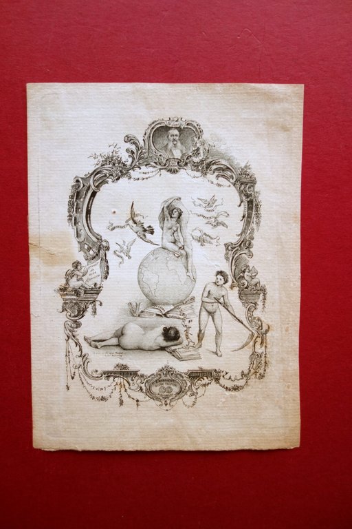 Ex Libris E. Massicott Globe Trotter Bibliomane datato 30/4/1845 Grafica