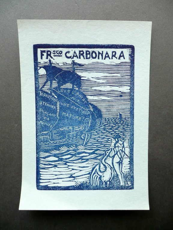 Ex Libris Franceso Carbonara Xilografia Originale Siglata L.S.
