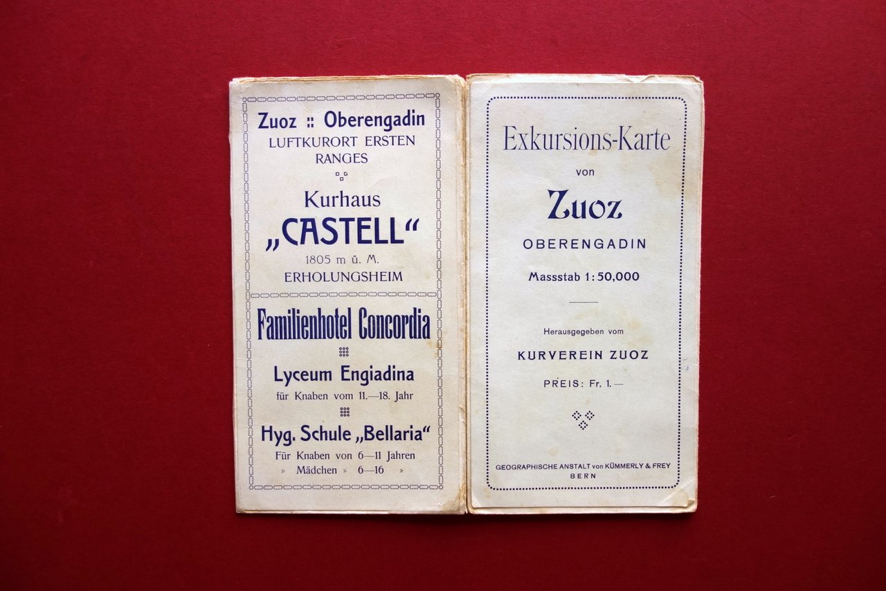 Exkursions Karte von Zuoz Oberengadin Carta Topografica Escursioni Alpinismo