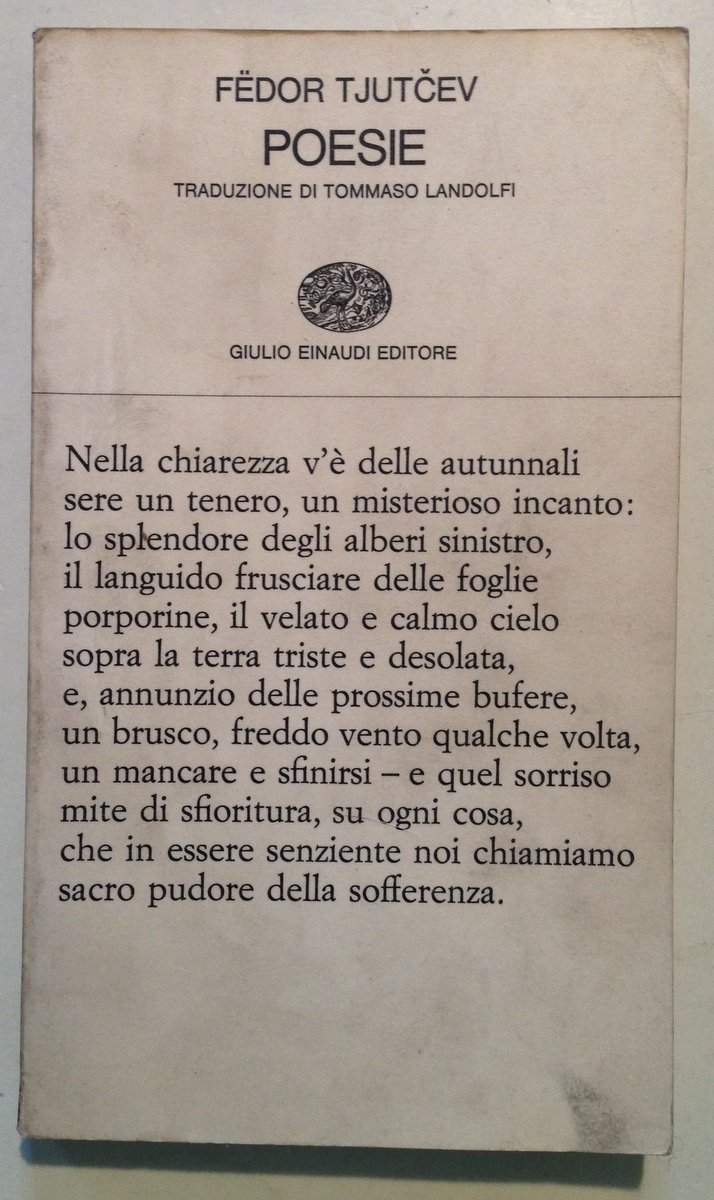 F Tjutcev Poesie Traduzione Landolfi Bianca Einaudi Editore Torino 1964 …