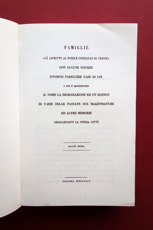 Famiglie gi‡ Ascritte Nobile Consiglio di Verona Cartolari Forni 1969 …