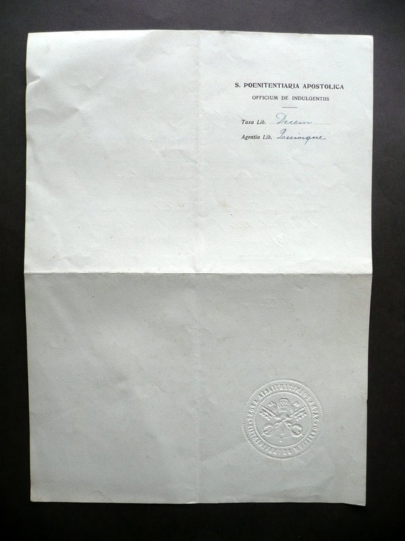 Fanano Modena Lettera Concessione Indulgenza Plenaria Domus Di Lovere 1926 | Immagine Gallery 2