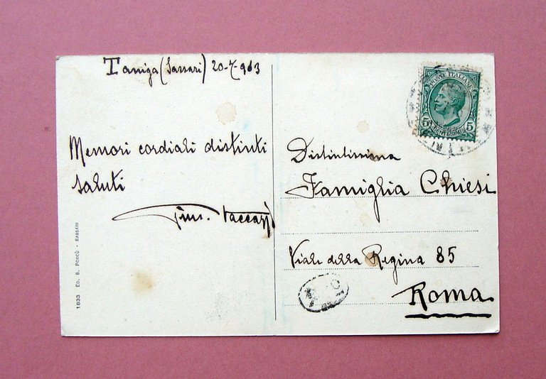 Fantini Sardi Cartolina viaggiata 1903 Sardegna | Immagine Gallery 2