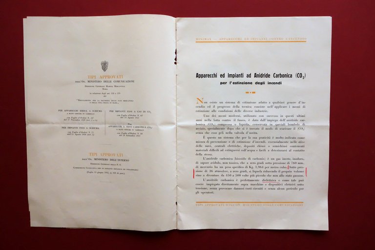 Fascicolo Minimax Genova Apparecchi Impianti Antincendio Estintori Illustrato