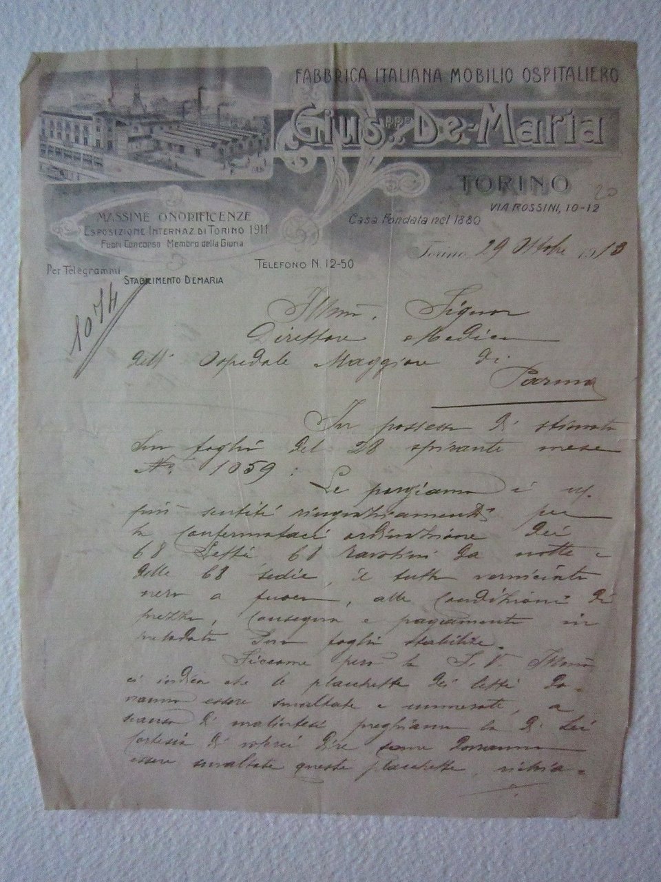 Fattura Gius De Maria Torino Mobilio Ospedaliero Ospedale Medicina Salute …