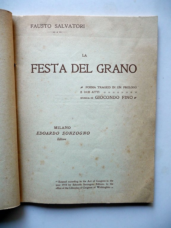 Fausto Salvatori La Festa del Grano Musica di G. Fino …