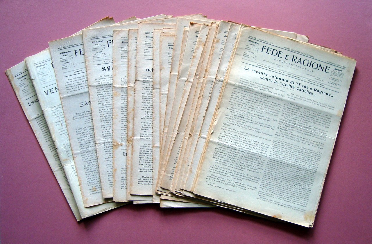 Fede e Religione 26 numeri 1926-27-28 RARO settimanale cattolico integralista
