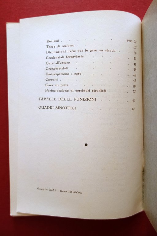 Federazione Ciclistica Italiana CONI Statuto e Regolamento Calendario 1940 1941
