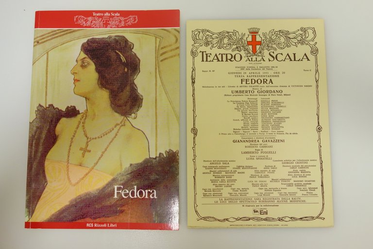 FEDORA LIBRETTO DI SALA LOCANDINA TEATRO LA SCALA MILANO AUTOGRAFO …