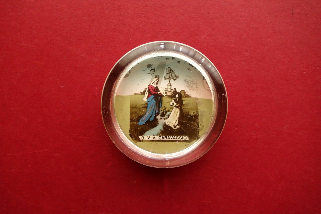 Fermacarte Beata Vergine di Caravaggio Vetro Inserti in Madreperla Primo … | Immagine principale