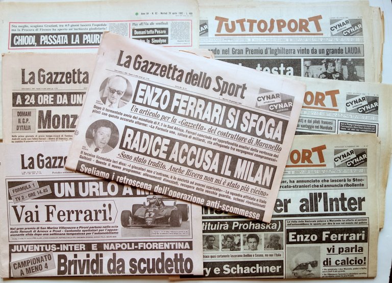 Ferrari Formula 1 Gare Villeneuve Lauda Imola Monza 7 Quotidiani Sportivi 1982