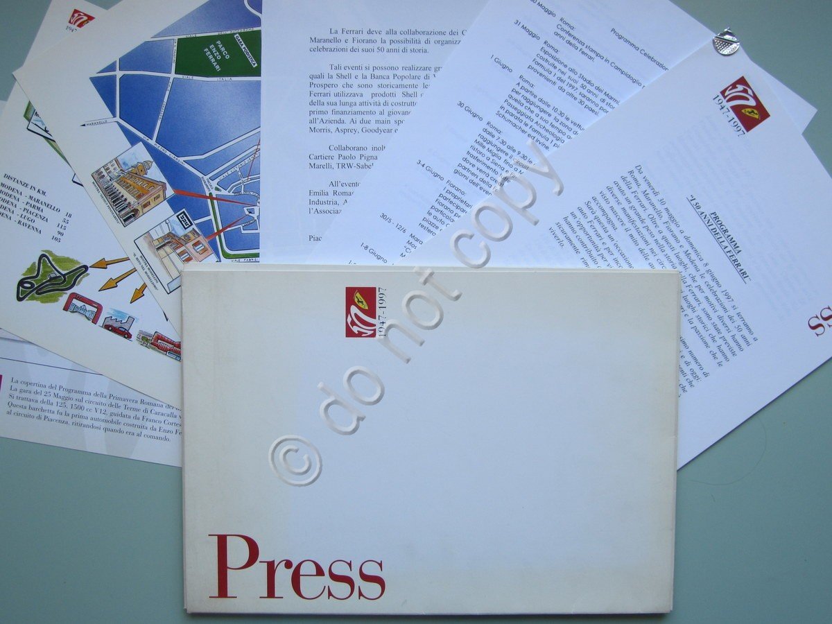 Ferrari Press 1947-1997 50∞ Anniversario Automobilismo Modena Circuiti Cartella