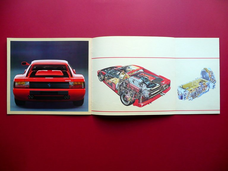 Ferrari Testarossa Brossura Pubblicitaria Motore Dati Tecnici Auto 1984