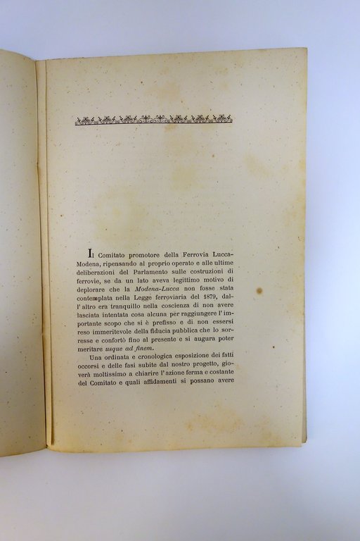 Ferrovia Modena Lucca Relazione del Comitato Modenese Promotore Vincenzi 1883