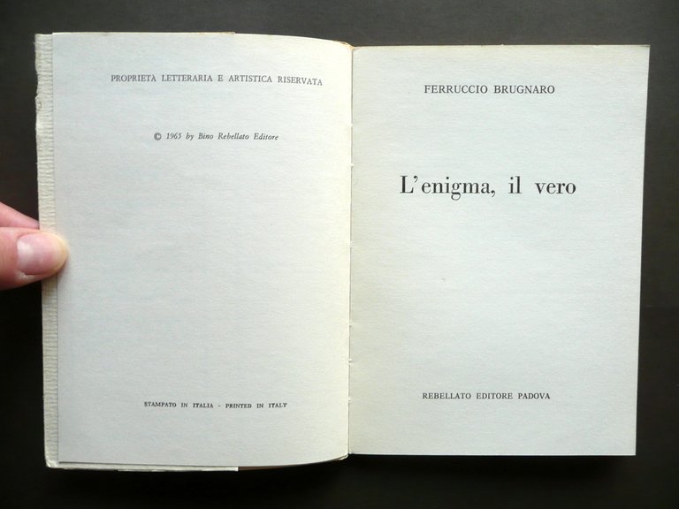 Ferruccio Brugnaro L'Enigma Il Vero Rebellato Padova 1965 1∞ Ed. …