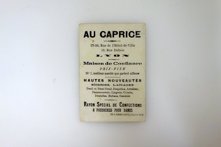 Figurina Pubblicitaria Cromolitografia Au Caprice Lyon Velocipede Primi '900 | Immagine Gallery 2