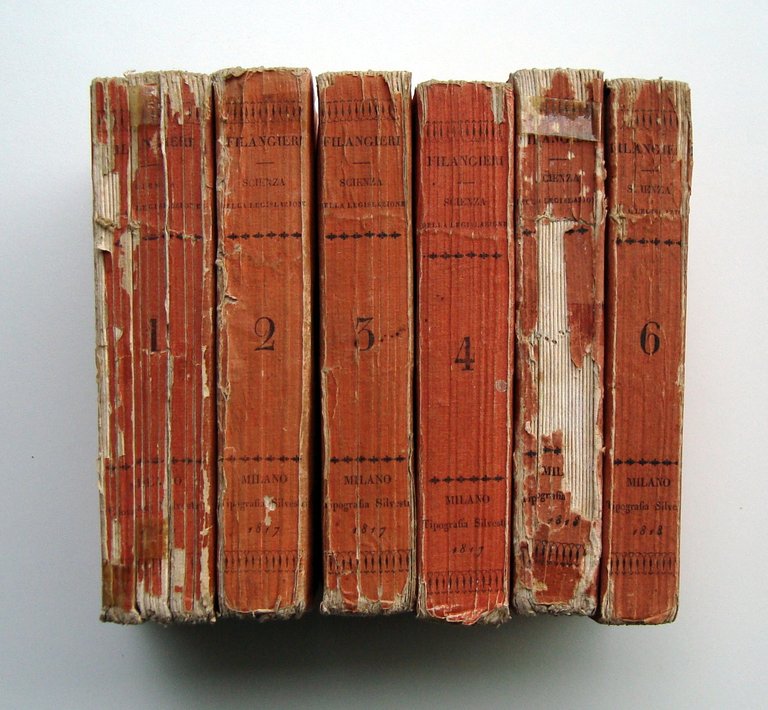 Filangieri Gaetano Scienza della Legislazione 1817-18 Silvestri Milano 6 volumi