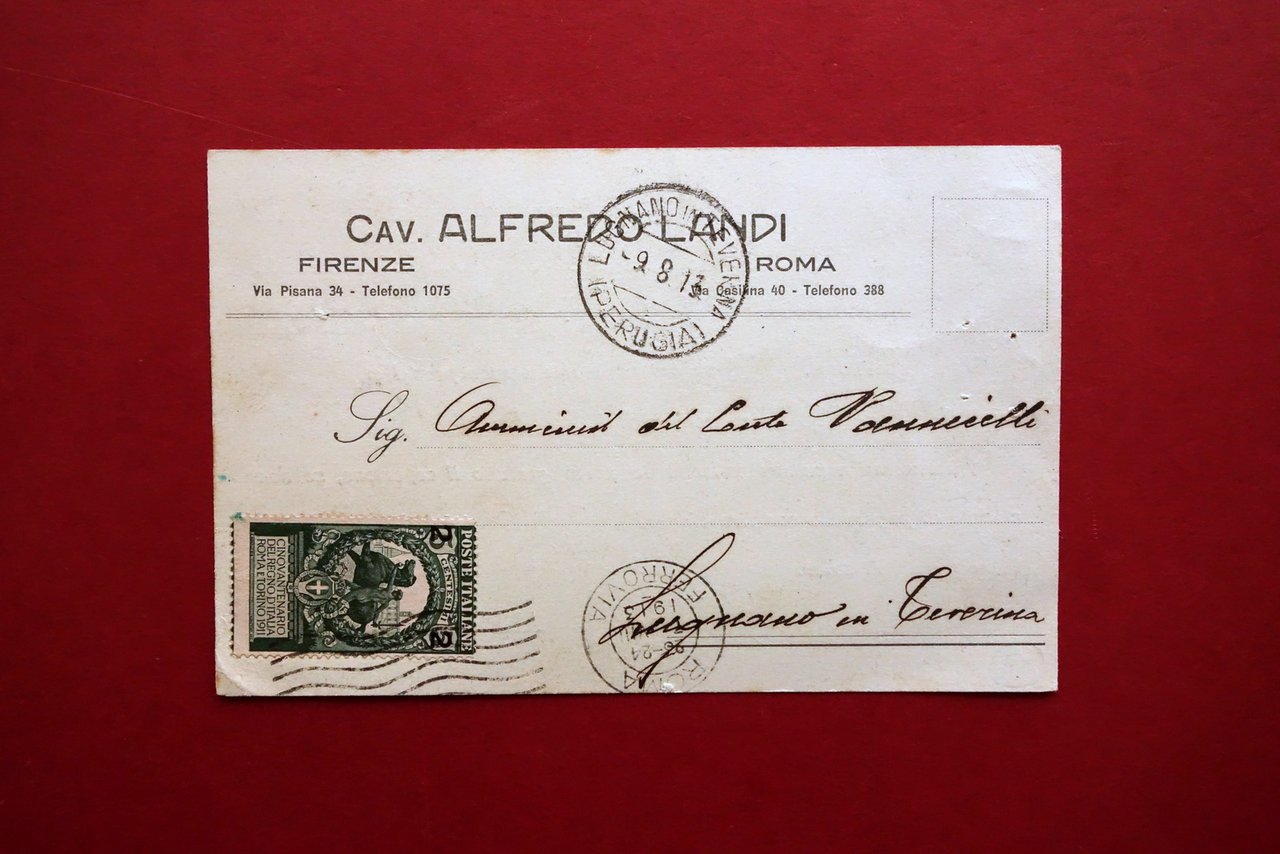 Filatelia Affrancatura Isolata 50∞ del Regno d'Italia Cartolina Postale 1913