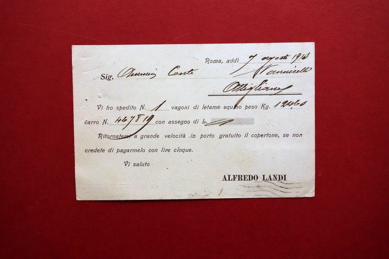 Filatelia Affrancatura Isolata 50∞ del Regno d'Italia Cartolina Postale 1913