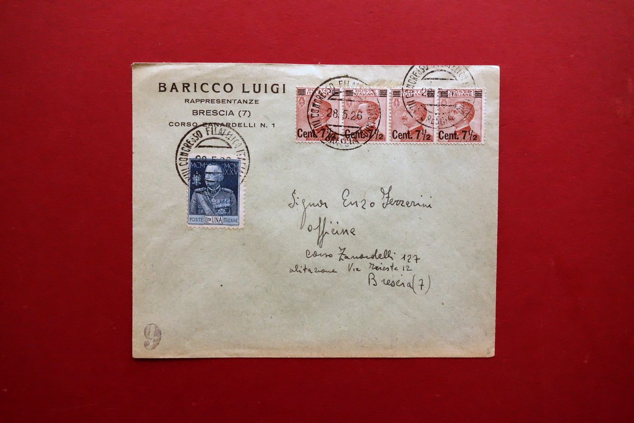 Filatelia Affrancatura VIII Concorso Filatelico Brescia 1926 Busta per Lettere | Immagine principale