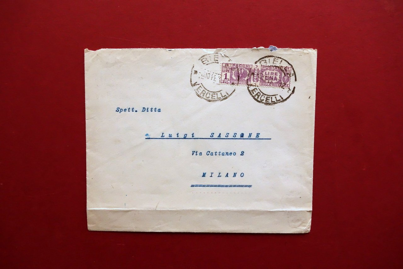 Filatelia RSI Affrancatura d'Emergenza Pacchi Postali Biella Milano 6/10/1944 | Immagine principale