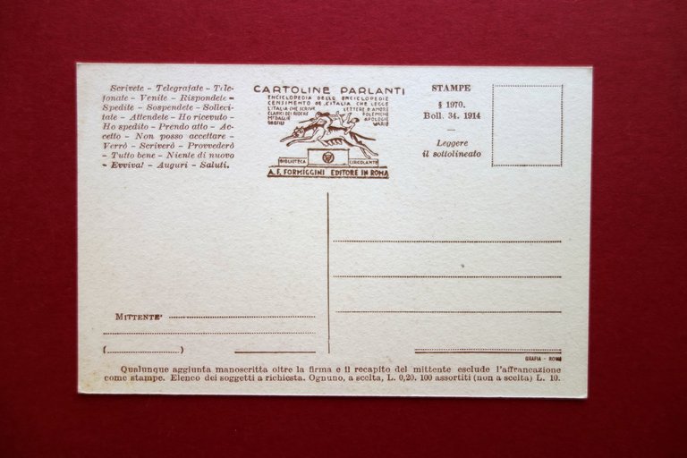 Filippo Tommaso Marinetti Cartolina Parlante Chi Ë? Formiggini Roma Anni …
