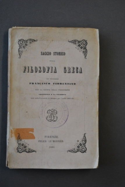 Filosofia Greca Saggio Storico Aristotele Fiorentino Le Monnier Firenze 1864