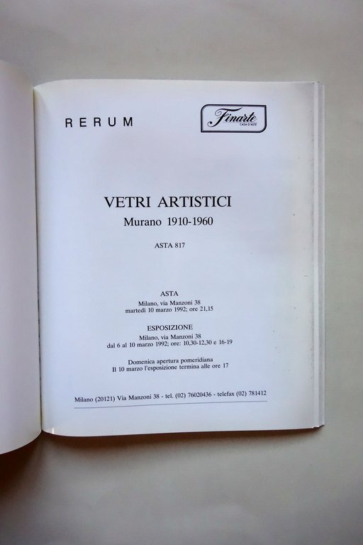 Finarte Milano Catalogo Asta 817 Vetri Artistici Murano 1910-1960 1992 … | Immagine Gallery 2