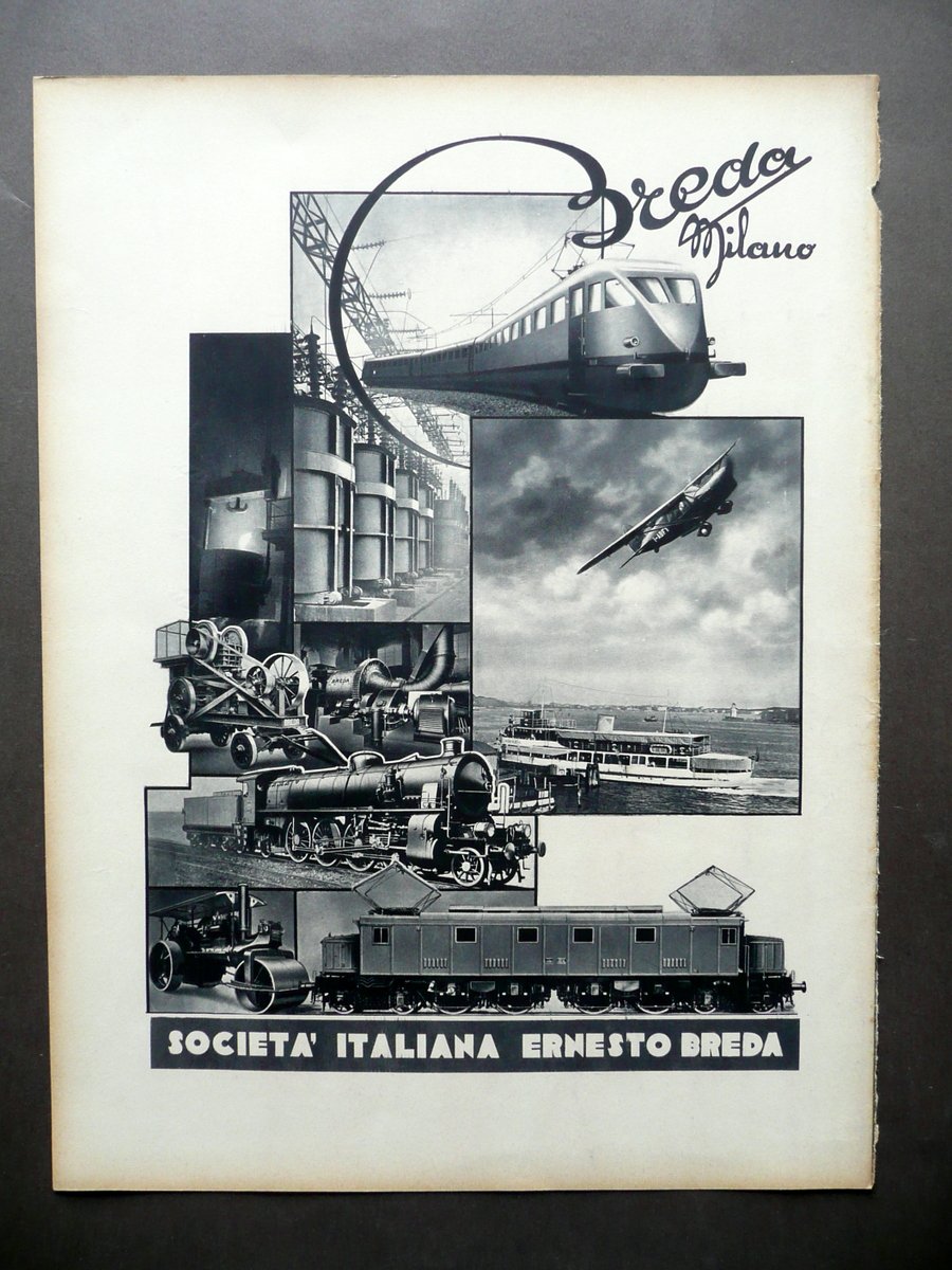 Foglio Pubblicit‡ Breda Milano Societ‡ Italiana Anni '30 Ferrovie Treni …