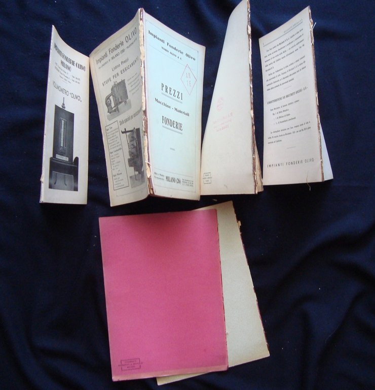 Fonderie Mario Olivo Milano anni 40 6 fascicoli Pezzi Prodotti …