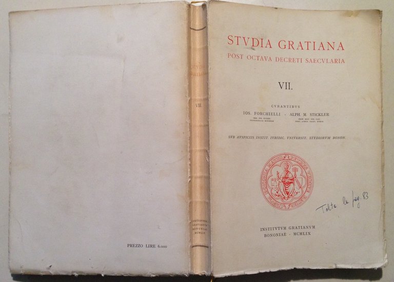Forchielli Stickler Studia Gratiana Post Octava Decreti Saecularia Bononiae 1959 | Immagine Gallery 2