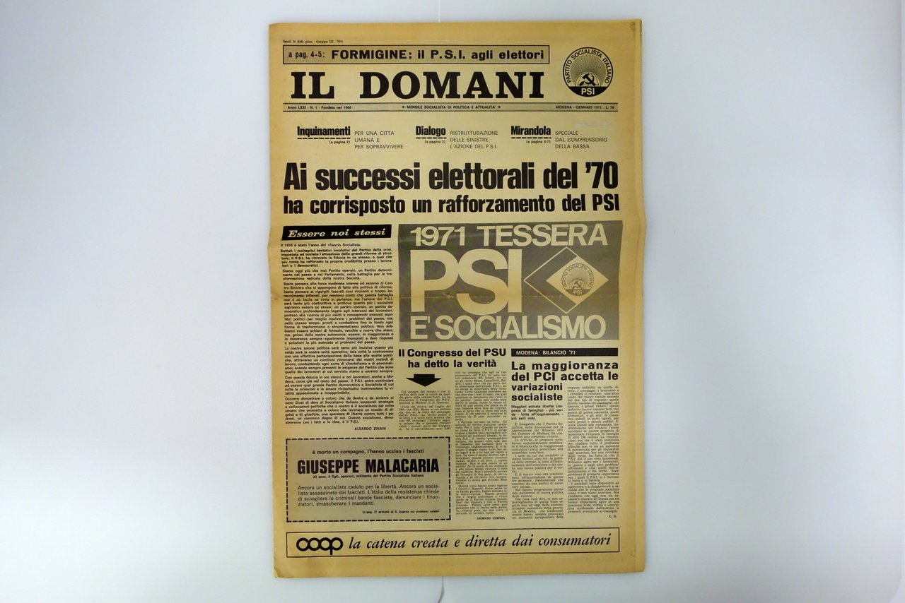 Formigine il PSI Agli Elettori Il Domani Modena Gennaio 1971 … | Immagine principale