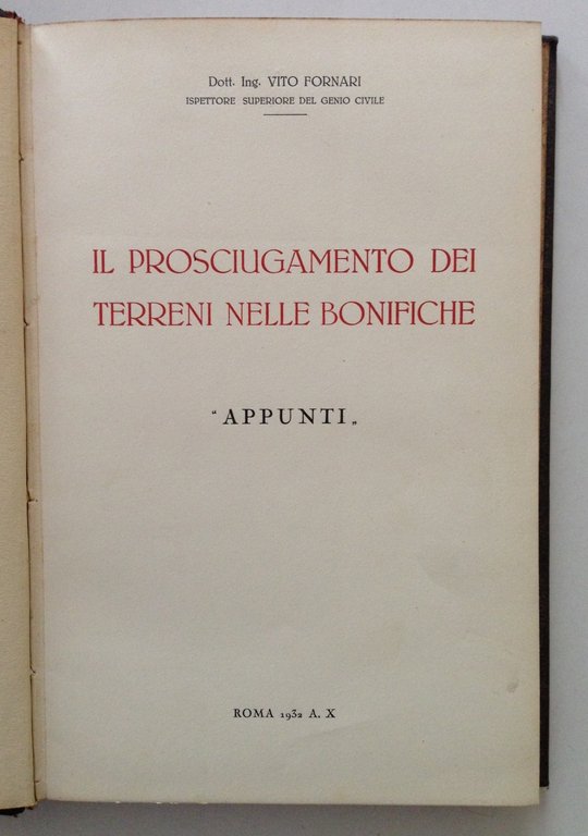 FORNARI VITO IL PROSCIUGAMENTO DEI TERRENI NELLE BONIFICHE APPUNTI ROMA …