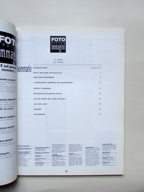 Foto Pratica Immagini Speciale Giuseppe Pino N. 294 5/1993 Fotografia Completa
