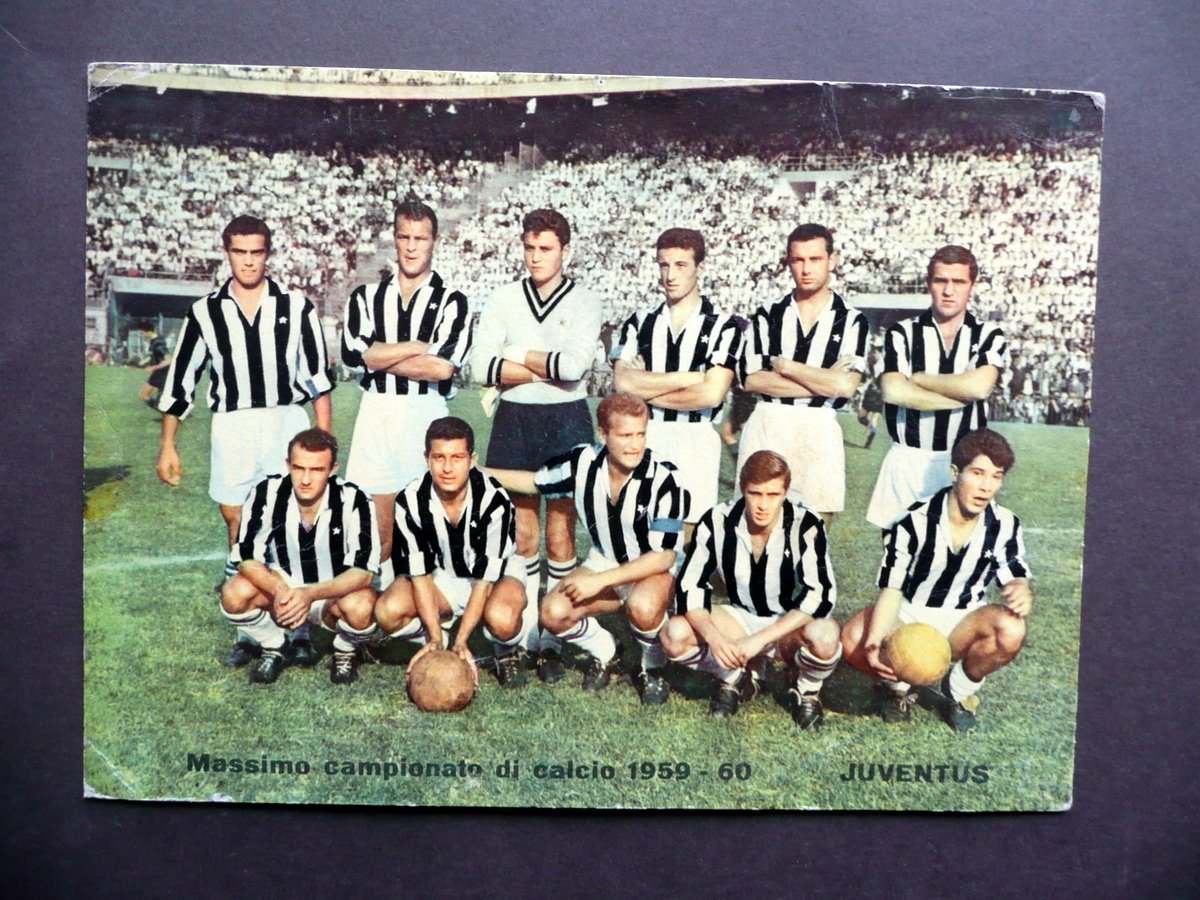 Fotocartolina a Colori Juventus Formazione Giocatori Campionato Calcio 1959-60