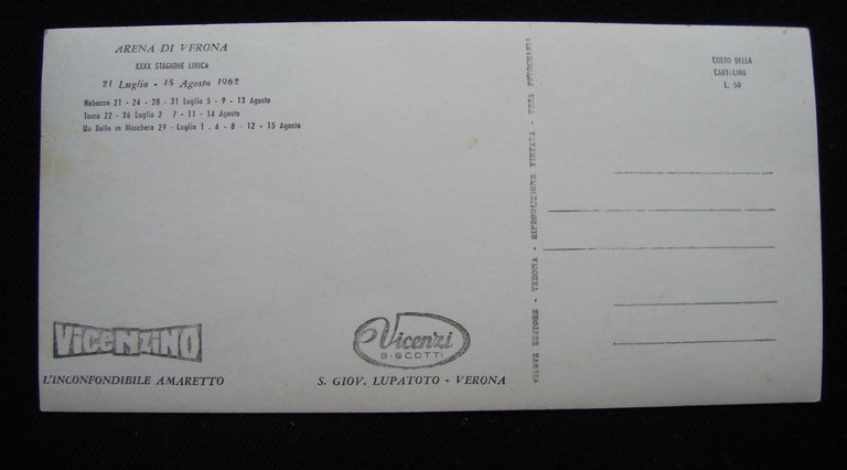 Fotocartolina Arena di Verona Nabucco 1962 XXXX Stagione Lirica