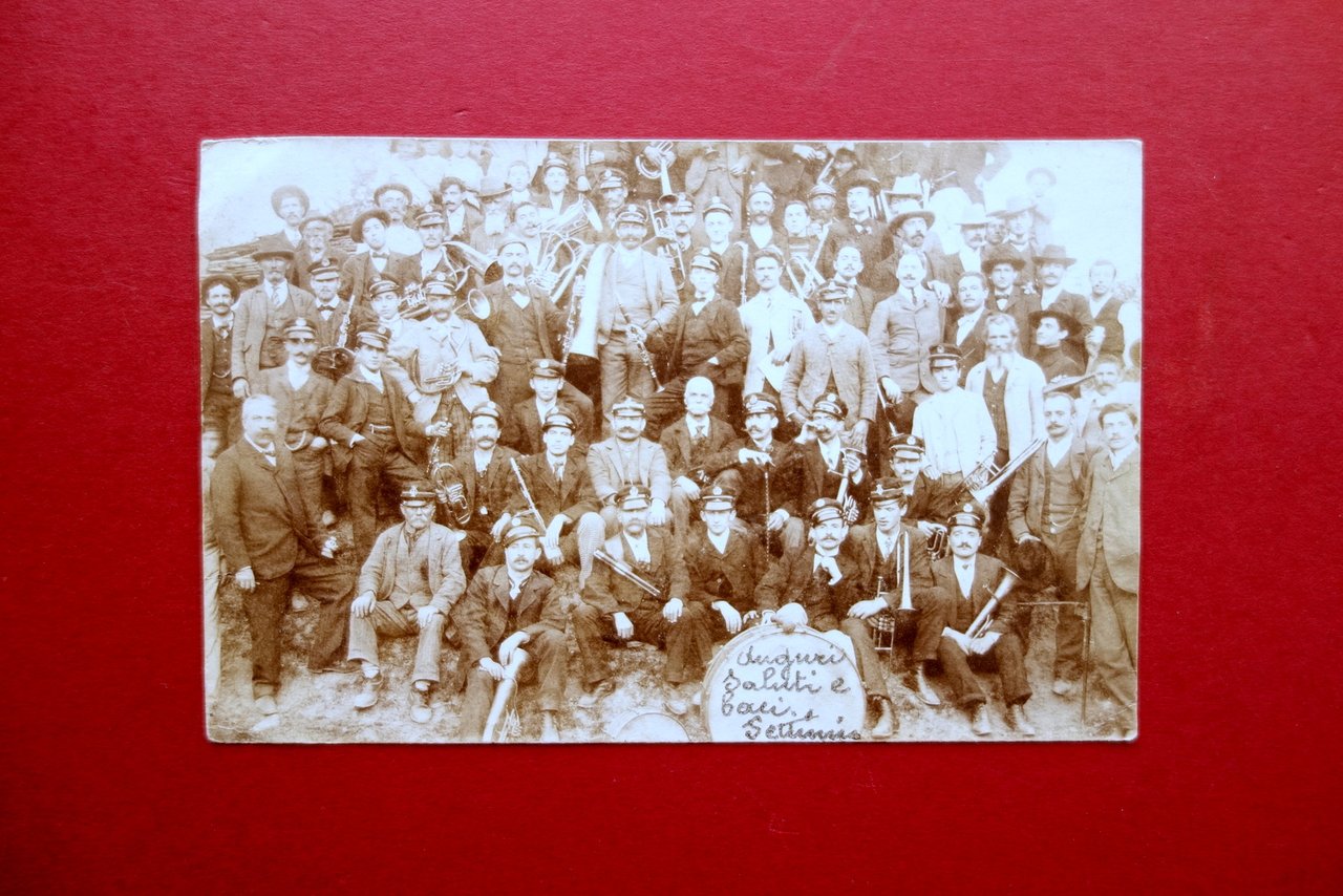 Fotocartolina Banda Cittadina Viaggiata Primo '900 Timbro Fanano Modena