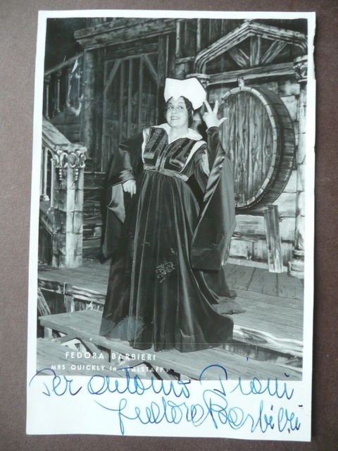 Fotografia Autografo Lirica Dedica Fedora Barbieri Falstaff Troncone Opera | Immagine principale