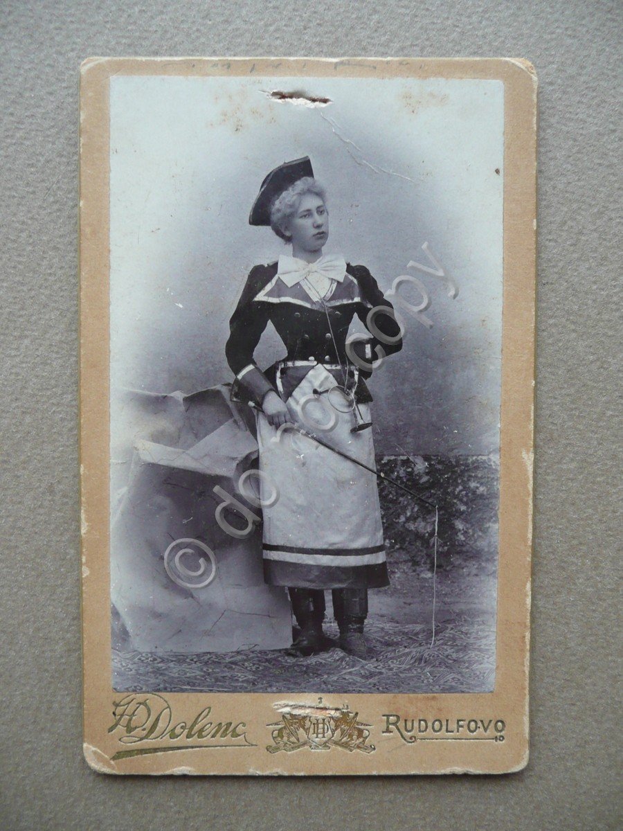 Fotografia Begunje Carniola Slovenia Dolenc Rudolfovo 1900 donna equitazione