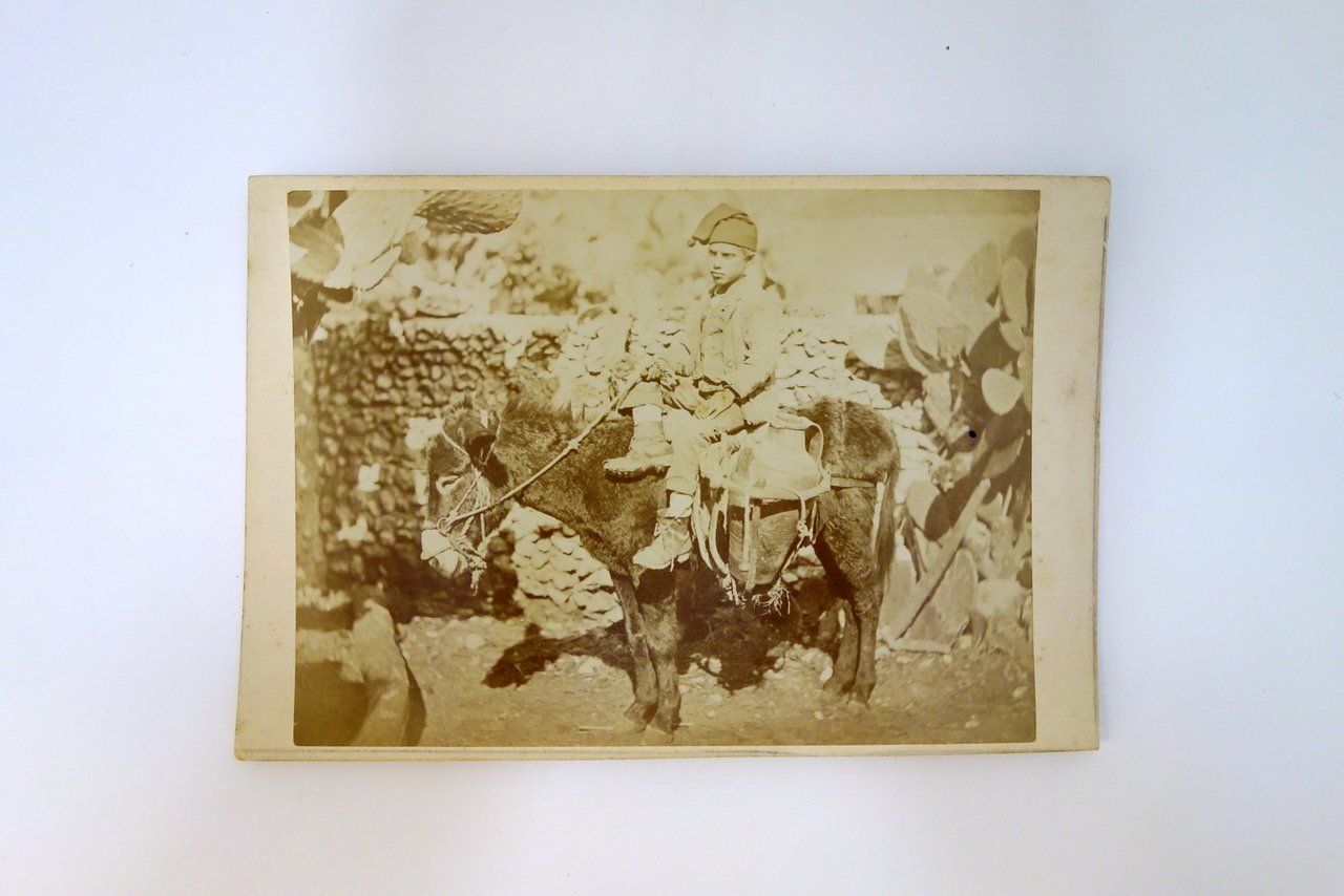Fotografia Originale Contadino o Pastore Ragazzo su Mulo Sud Italia …