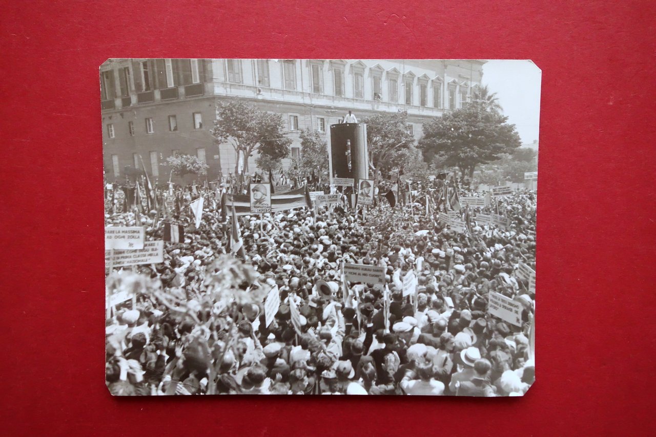 Fotografia Originale il Duce parla a Caltanissetta Comizio Palco Anni …