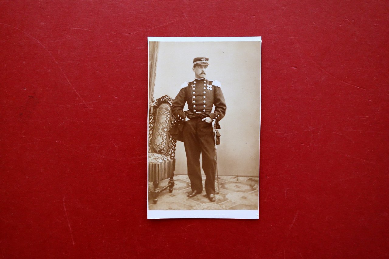 Fotografia Originale Militare in Uniforme Cavalleria Foto Fiorentini 1860ca.