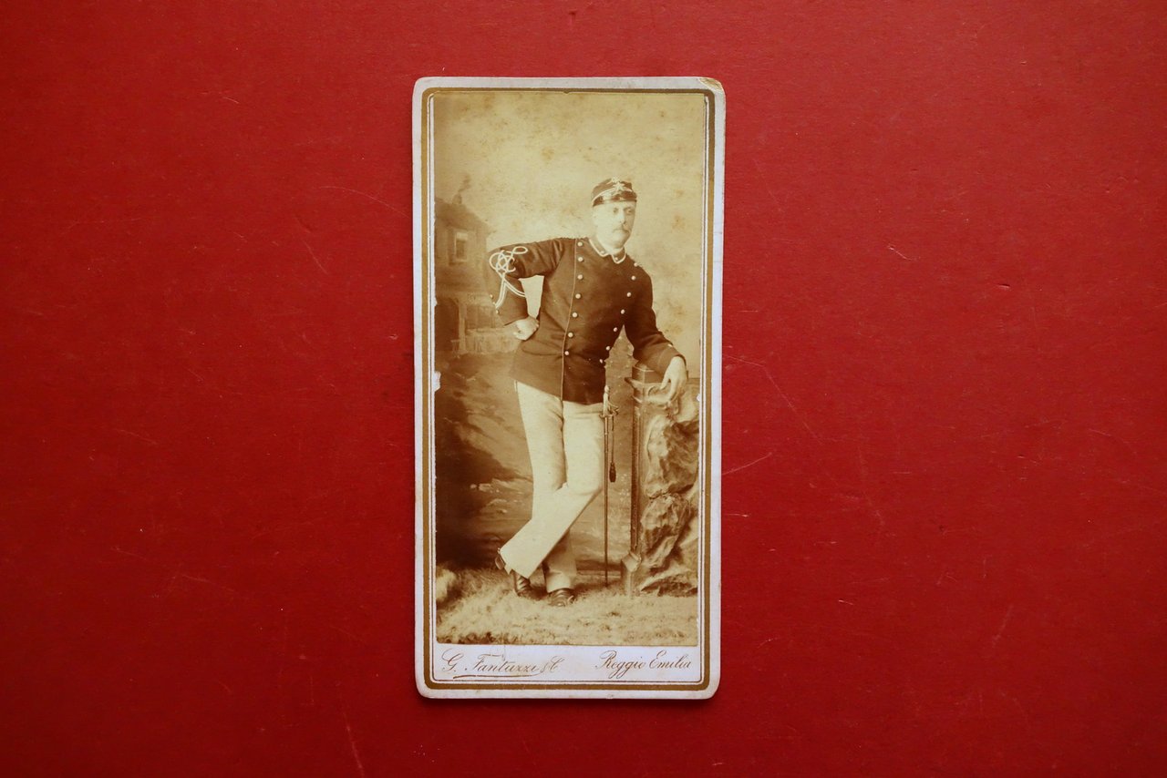 Fotografia Originale Militare in Uniforme Foto Fantuzzi Reggio Emilia 1880ca.