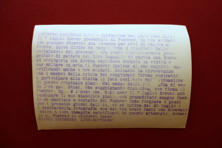 Fotografia Originale Propaganda Istituto LUCE Attentato Fuhrer Stier Speer 1944 | Immagine Gallery 2