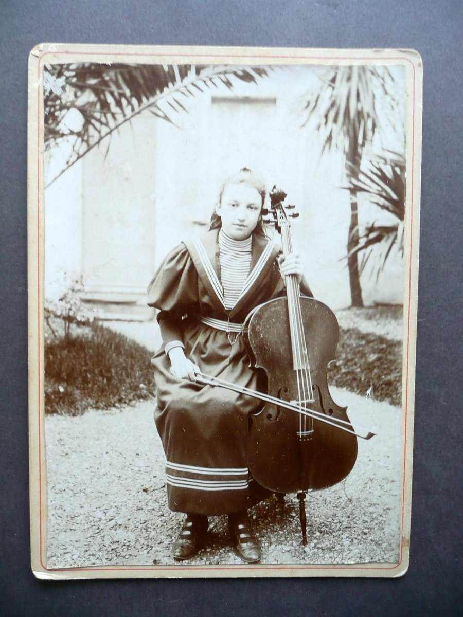 Fotografia Originale Ragazza al Violoncello Violoncellista Fine '800 Musica | Immagine principale