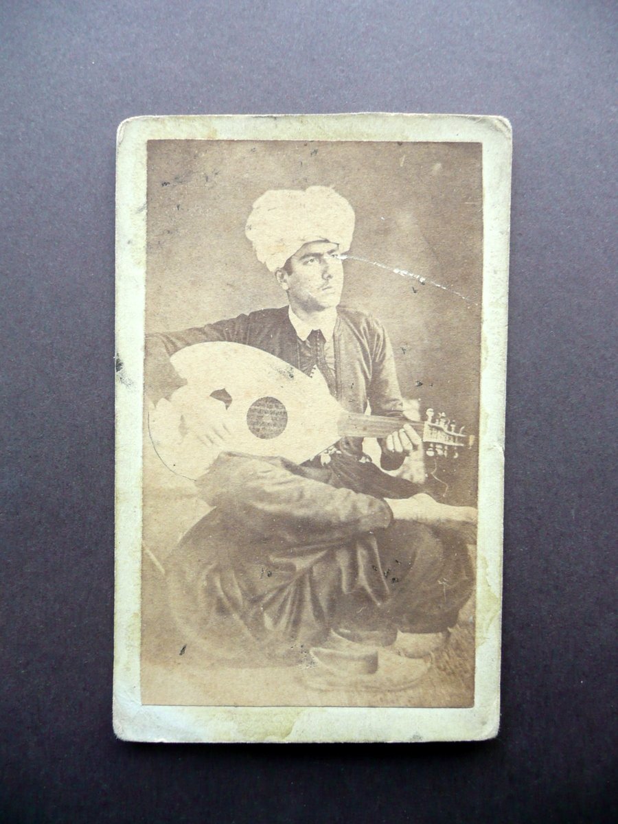 Fotografia Originale Suonatore Mandola Orientale Turco(?) Fine '800 Musica