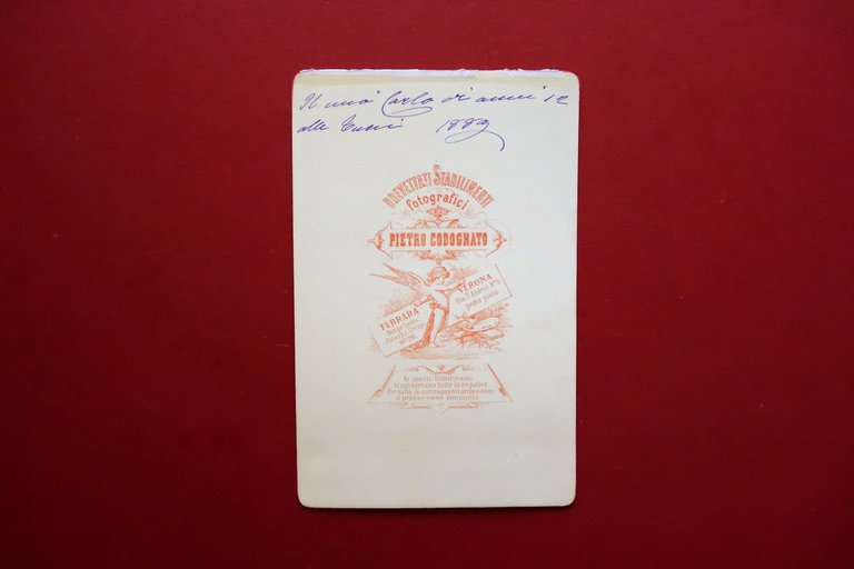 Fotografia Ragazzino in Costume Teatro Foto Codognato Ferrara Verona 1889 | Immagine Gallery 2